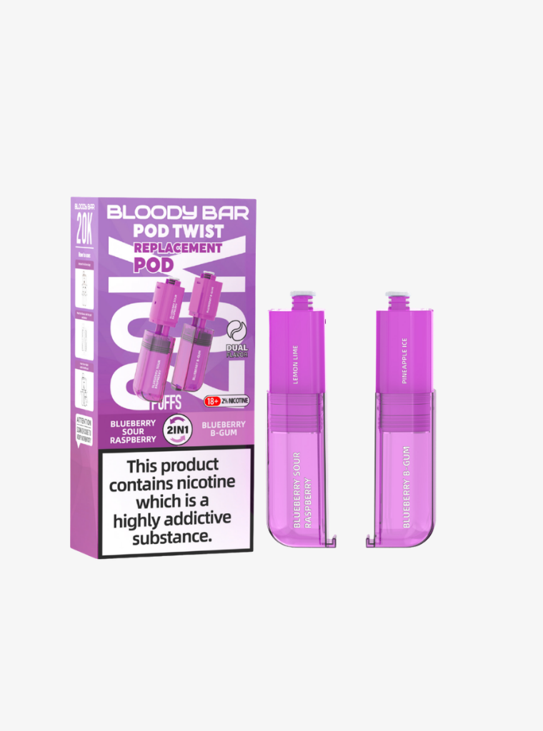 Bloody Bar | Pod Twist 20K | Blueberry Sour Raspberry/Blueberry Bubblegum | Prefilled Pods | 20mg