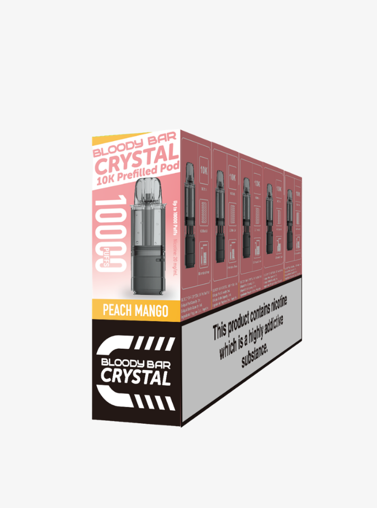 Crystal 10K | Bloody Bar | Peach Mango | Prefilled Pods | 20mg