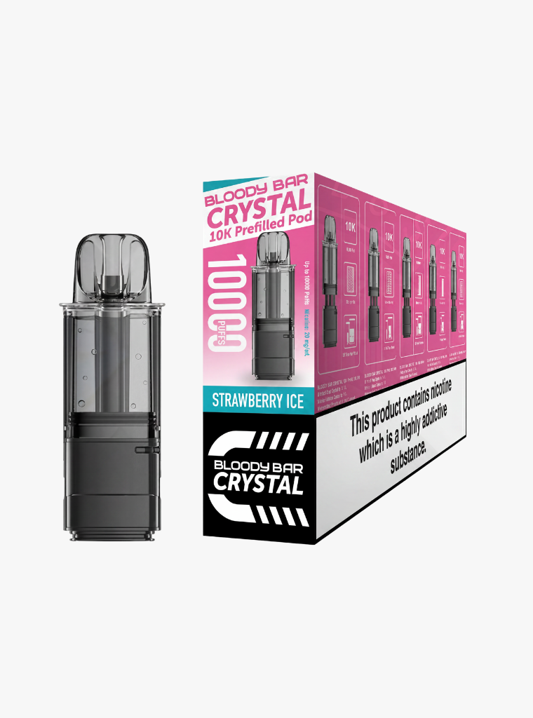 Crystal 10K | Bloody Bar | Strawberry Ice | Prefilled Pods | 20mg