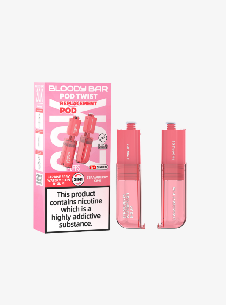 Bloody Bar | Pod Twist 20K | Strawberry Watermelon Bubblegum/Strawberry Kiwi | Prefilled Pods | 20mg-1