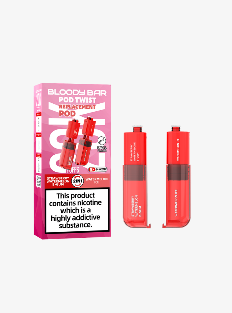 Bloody Bar | Pod Twist 20K | Strawberry Watermelon Bubblegum/Watermelon Ice | Prefilled Pods | 20mg-1