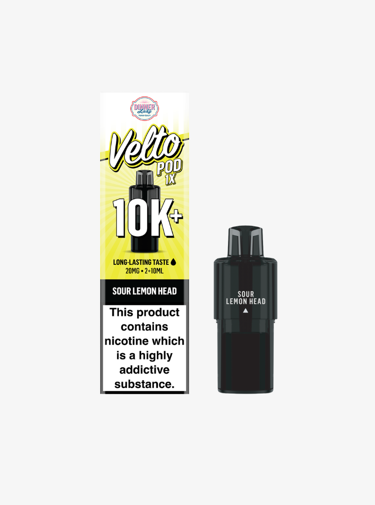 Dinner Lady | Velto 10K | Sour Lemon Head | Prefilled Pods | 20mg